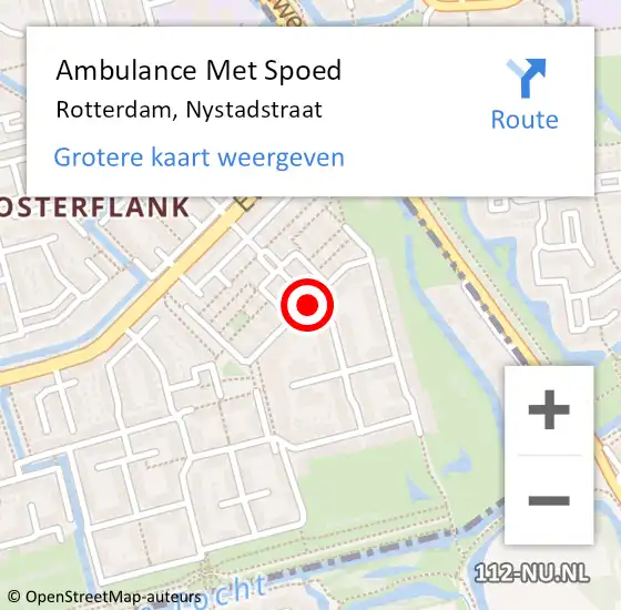 Locatie op kaart van de 112 melding: Ambulance Met Spoed Naar Rotterdam, Nystadstraat op 19 september 2017 19:05