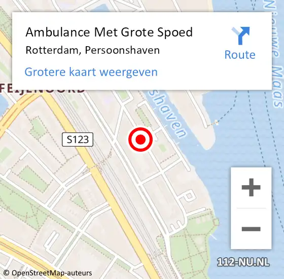 Locatie op kaart van de 112 melding: Ambulance Met Grote Spoed Naar Rotterdam, Persoonshaven op 19 september 2017 19:06