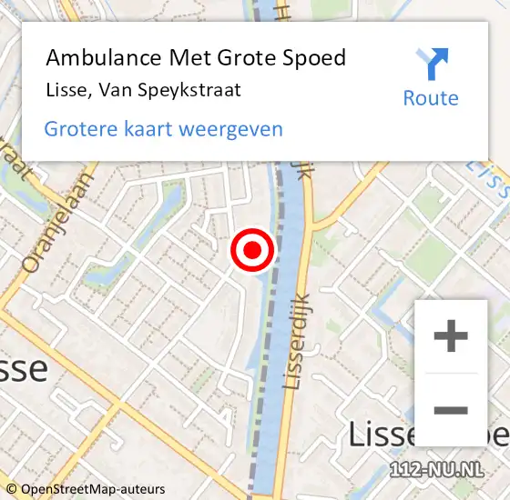 Locatie op kaart van de 112 melding: Ambulance Met Grote Spoed Naar Lisse, Van Speykstraat op 19 september 2017 19:08