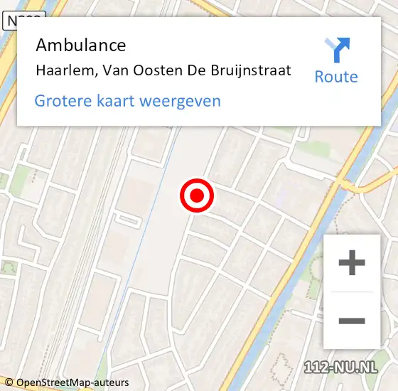 Locatie op kaart van de 112 melding: Ambulance Haarlem, Van Oosten De Bruijnstraat op 19 september 2017 19:11