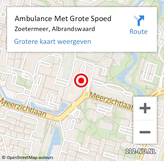 Locatie op kaart van de 112 melding: Ambulance Met Grote Spoed Naar Zoetermeer, Albrandswaard op 19 september 2017 21:31