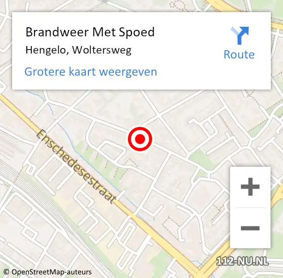Locatie op kaart van de 112 melding: Brandweer Met Spoed Naar Hengelo, Woltersweg op 19 september 2017 22:50