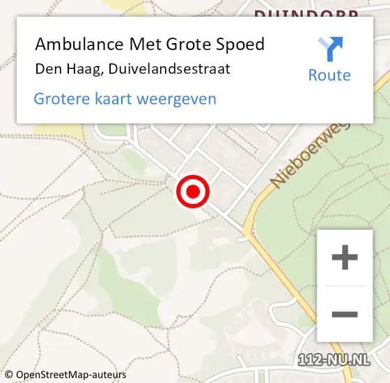 Locatie op kaart van de 112 melding: Ambulance Met Grote Spoed Naar Den Haag, Duivelandsestraat op 20 september 2017 01:27