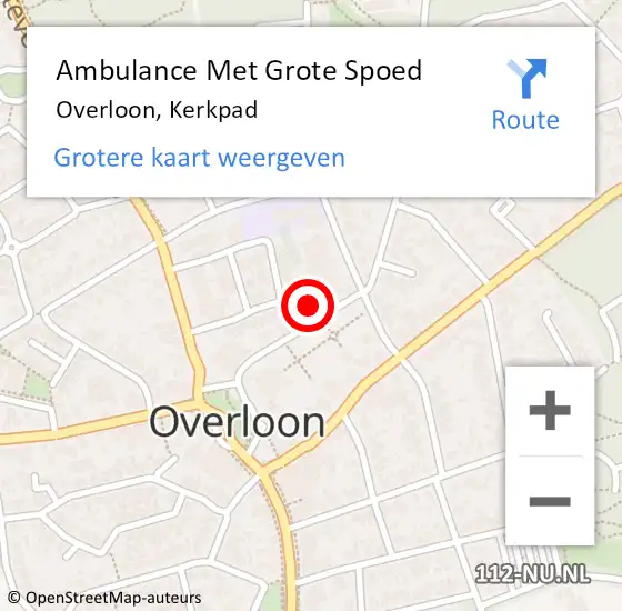 Locatie op kaart van de 112 melding: Ambulance Met Grote Spoed Naar Overloon, Kerkpad op 20 september 2017 07:44