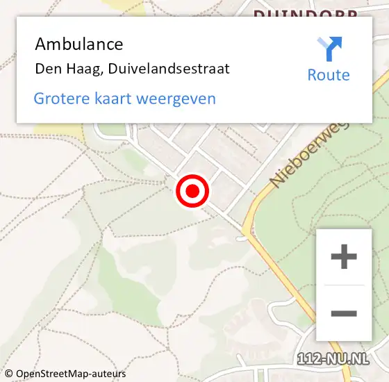 Locatie op kaart van de 112 melding: Ambulance Den Haag, Duivelandsestraat op 20 september 2017 08:13