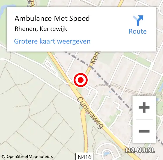 Locatie op kaart van de 112 melding: Ambulance Met Spoed Naar Rhenen, Kerkewijk op 20 september 2017 09:02