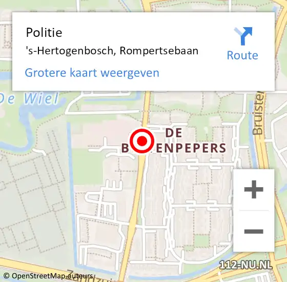 Locatie op kaart van de 112 melding: Politie 's-Hertogenbosch, Rompertsebaan op 20 september 2017 09:02