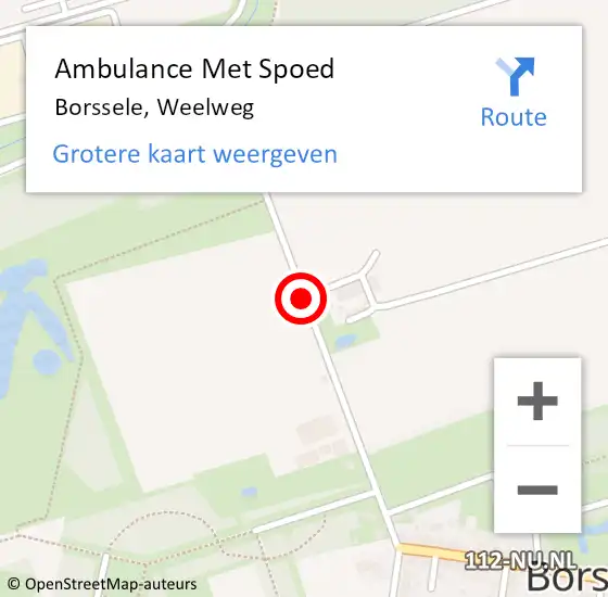 Locatie op kaart van de 112 melding: Ambulance Met Spoed Naar Borssele, Weelweg op 20 september 2017 10:27