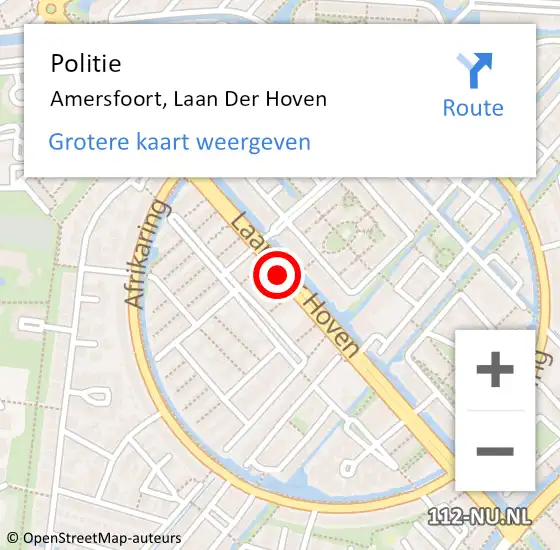 Locatie op kaart van de 112 melding: Politie Amersfoort, Laan der Hoven op 20 september 2017 10:34