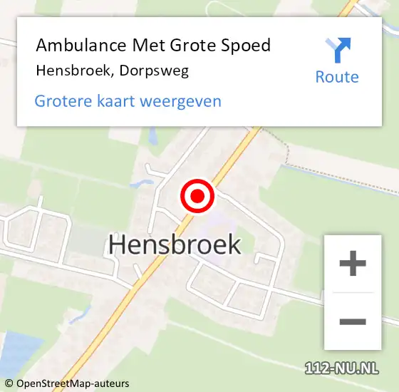 Locatie op kaart van de 112 melding: Ambulance Met Grote Spoed Naar Hensbroek, Dorpsweg op 20 september 2017 11:37