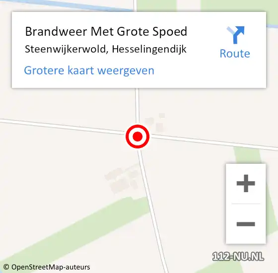 Locatie op kaart van de 112 melding: Brandweer Met Grote Spoed Naar Steenwijkerwold, Hesselingendijk op 2 februari 2014 08:58