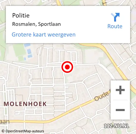 Locatie op kaart van de 112 melding: Politie Rosmalen, Sportlaan op 20 september 2017 12:40