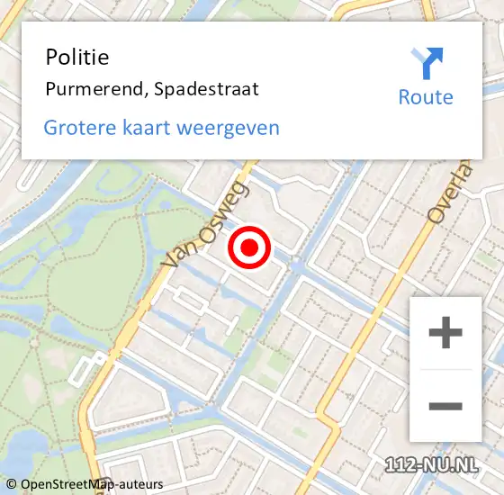 Locatie op kaart van de 112 melding: Politie Purmerend, Spadestraat op 20 september 2017 13:44
