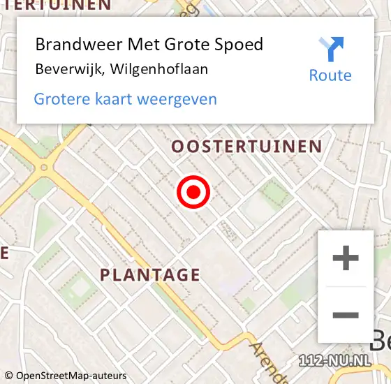 Locatie op kaart van de 112 melding: Brandweer Met Grote Spoed Naar Beverwijk, Wilgenhoflaan op 20 september 2017 14:12