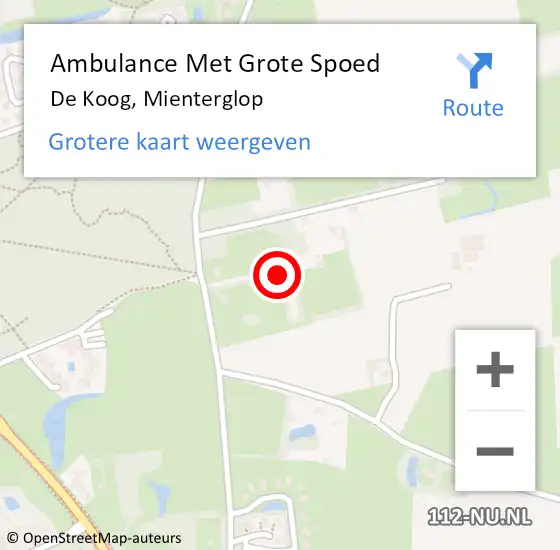 Locatie op kaart van de 112 melding: Ambulance Met Grote Spoed Naar De Koog, Mienterglop op 20 september 2017 14:28