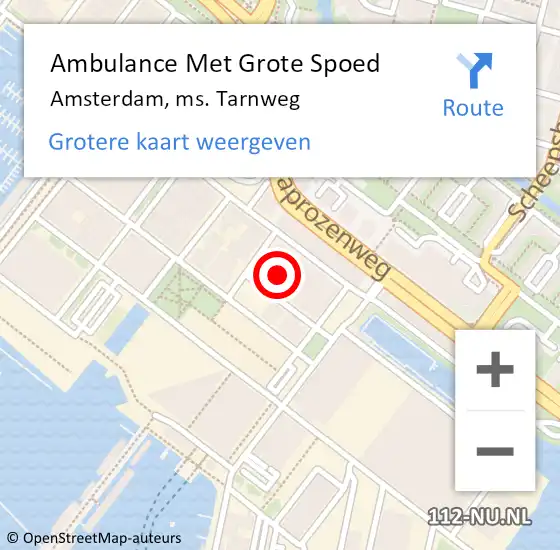 Locatie op kaart van de 112 melding: Ambulance Met Grote Spoed Naar Amsterdam, ms. Tarnweg op 20 september 2017 14:48