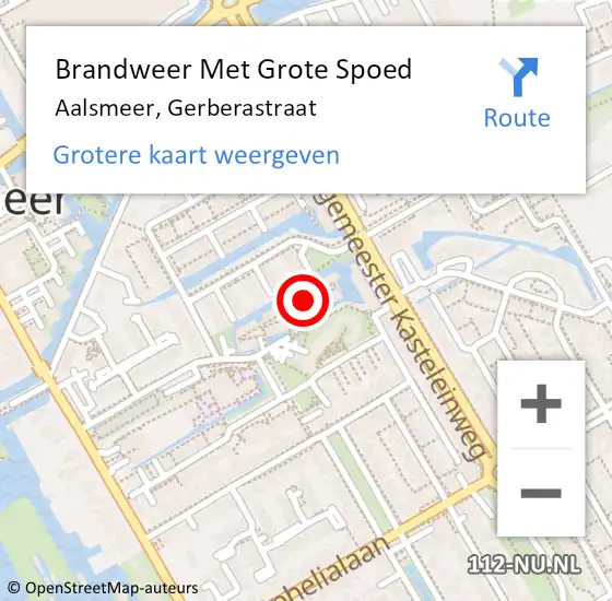 Locatie op kaart van de 112 melding: Brandweer Met Grote Spoed Naar Aalsmeer, Gerberastraat op 20 september 2017 14:52