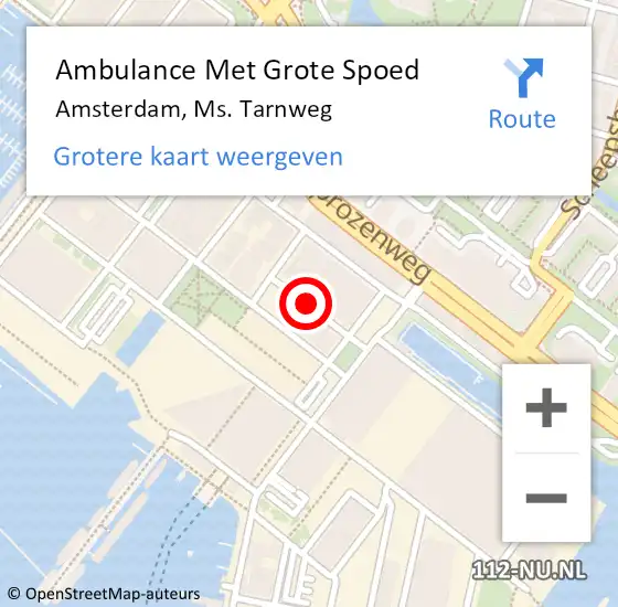Locatie op kaart van de 112 melding: Ambulance Met Grote Spoed Naar Amsterdam, Ms. Tarnweg op 20 september 2017 14:53