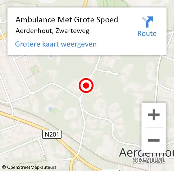 Locatie op kaart van de 112 melding: Ambulance Met Grote Spoed Naar Aerdenhout, Zwarteweg op 20 september 2017 20:54
