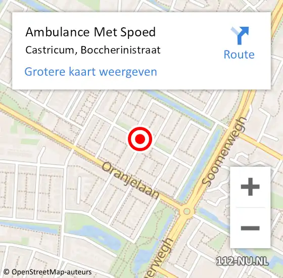Locatie op kaart van de 112 melding: Ambulance Met Spoed Naar Castricum, Boccherinistraat op 20 september 2017 23:32