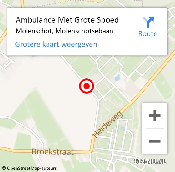 Locatie op kaart van de 112 melding: Ambulance Met Grote Spoed Naar Molenschot, Molenschotsebaan op 21 september 2017 00:24