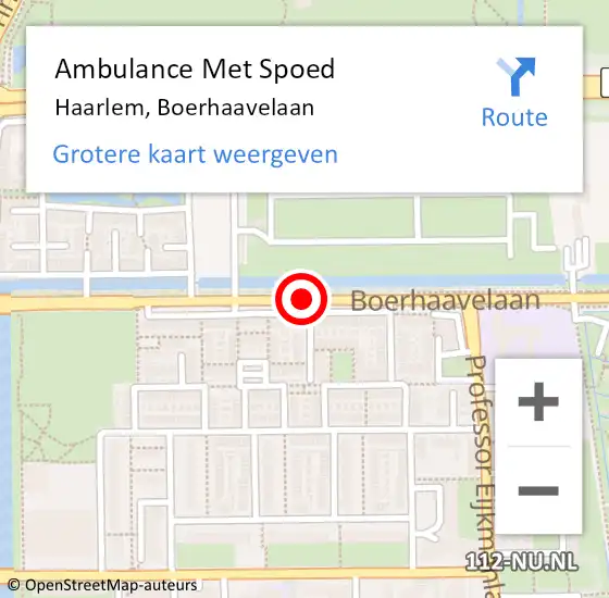 Locatie op kaart van de 112 melding: Ambulance Met Spoed Naar Haarlem, Boerhaavelaan op 21 september 2017 01:43