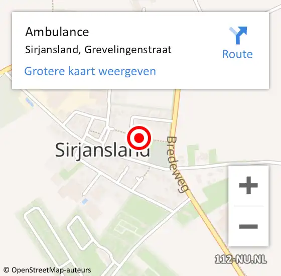 Locatie op kaart van de 112 melding: Ambulance Sirjansland, Grevelingenstraat op 21 september 2017 01:46