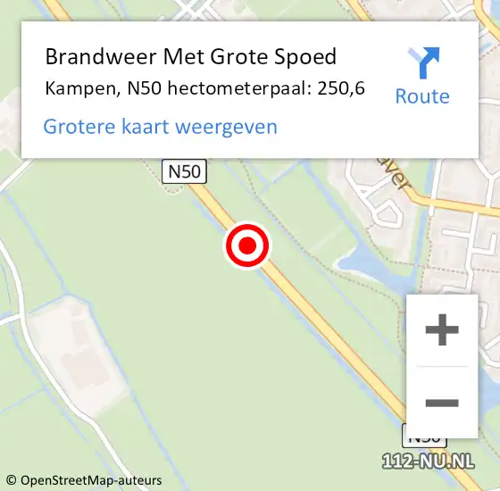 Locatie op kaart van de 112 melding: Brandweer Met Grote Spoed Naar Kampen, N50 R hectometerpaal: 247,8 op 21 september 2017 09:01