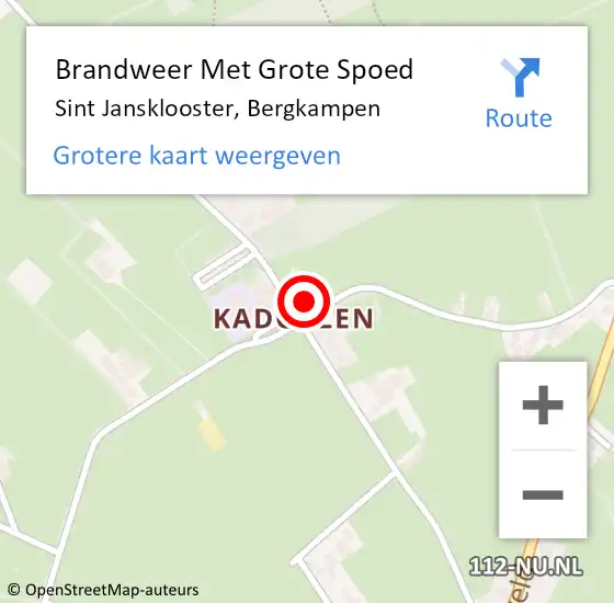 Locatie op kaart van de 112 melding: Brandweer Met Grote Spoed Naar Sint Jansklooster, Bergkampen op 21 september 2017 09:13