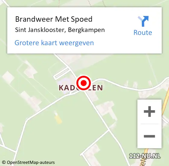 Locatie op kaart van de 112 melding: Brandweer Met Spoed Naar Sint Jansklooster, Bergkampen op 21 september 2017 09:30