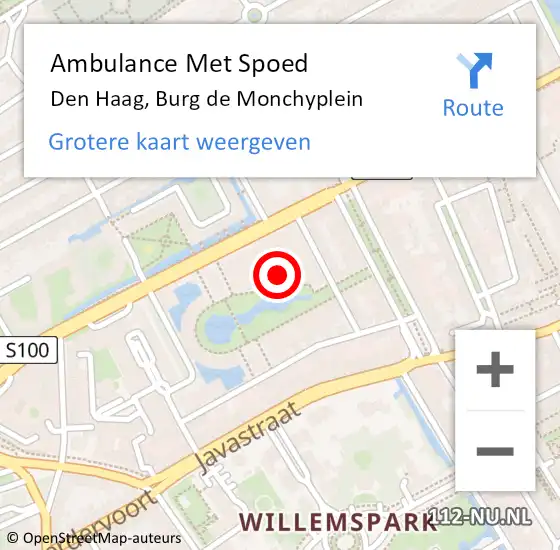 Locatie op kaart van de 112 melding: Ambulance Met Spoed Naar Den Haag, Burg de Monchyplein op 21 september 2017 09:54