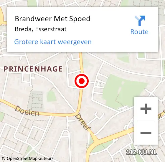 Locatie op kaart van de 112 melding: Brandweer Met Spoed Naar Breda, Esserstraat op 21 september 2017 11:06