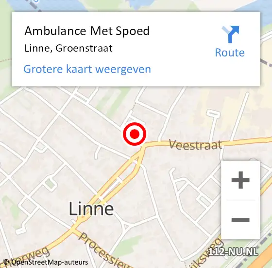 Locatie op kaart van de 112 melding: Ambulance Met Spoed Naar Linne, Groenstraat op 21 september 2017 12:04