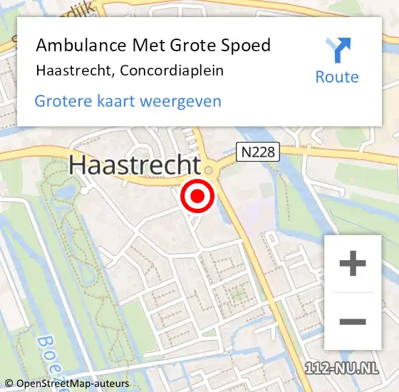 Locatie op kaart van de 112 melding: Ambulance Met Grote Spoed Naar Haastrecht, Concordiaplein op 21 september 2017 12:43
