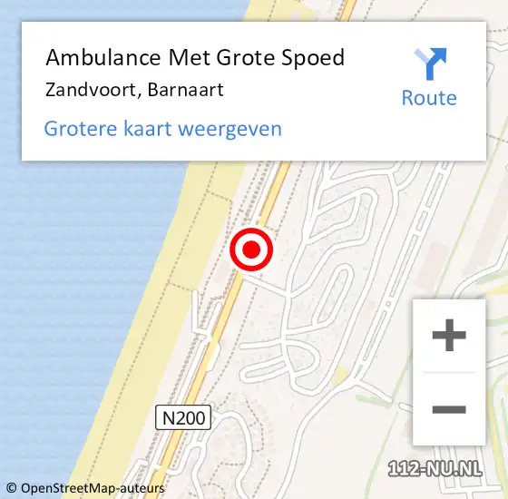 Locatie op kaart van de 112 melding: Ambulance Met Grote Spoed Naar Zandvoort, Barnaart op 21 september 2017 14:48