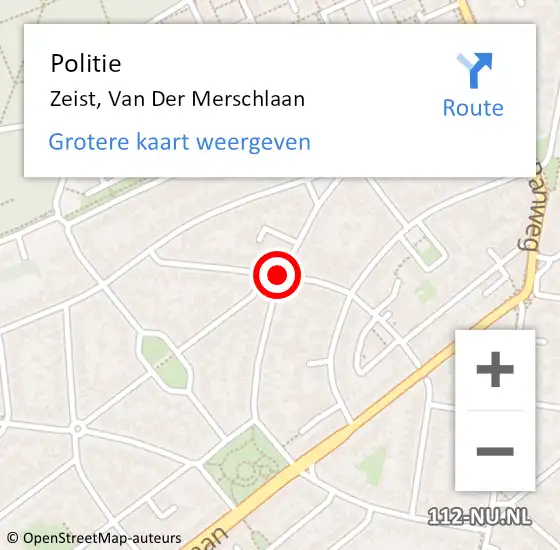 Locatie op kaart van de 112 melding: Politie Zeist, Van Der Merschlaan op 21 september 2017 16:00