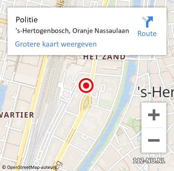 Locatie op kaart van de 112 melding: Politie 's-Hertogenbosch, Oranje Nassaulaan op 21 september 2017 17:24