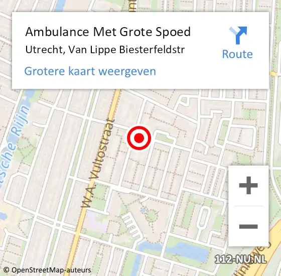 Locatie op kaart van de 112 melding: Ambulance Met Grote Spoed Naar Utrecht, Van Lippe Biesterfeldstr op 21 september 2017 19:25