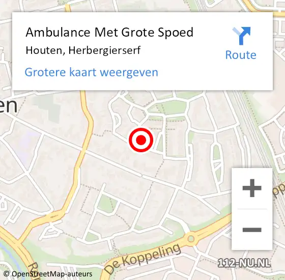 Locatie op kaart van de 112 melding: Ambulance Met Grote Spoed Naar Houten, Herbergierserf op 21 september 2017 22:43