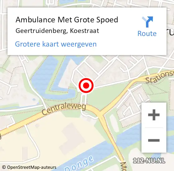 Locatie op kaart van de 112 melding: Ambulance Met Grote Spoed Naar Geertruidenberg, Koestraat op 22 september 2017 00:10