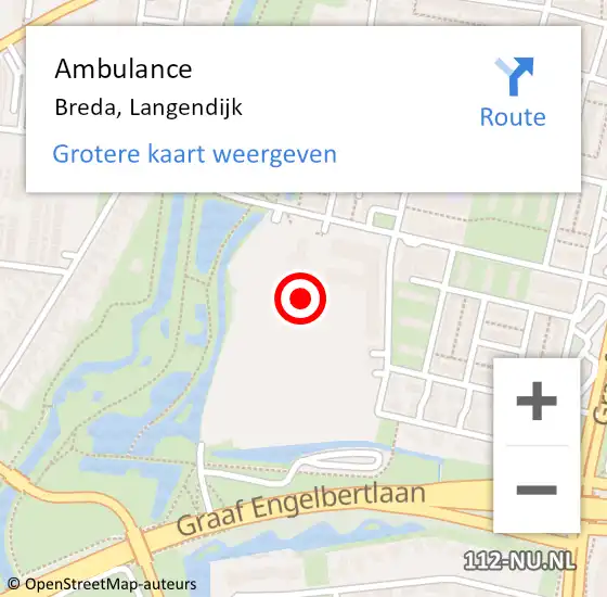 Locatie op kaart van de 112 melding: Ambulance Breda, Langendijk op 22 september 2017 00:14