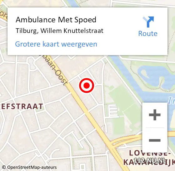 Locatie op kaart van de 112 melding: Ambulance Met Spoed Naar Tilburg, Willem Knuttelstraat op 22 september 2017 00:29