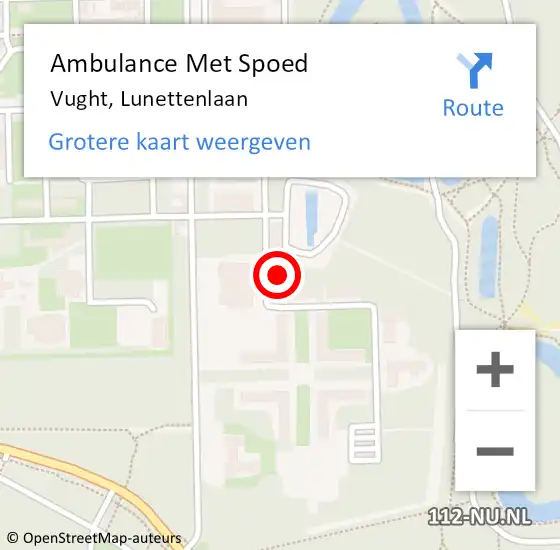 Locatie op kaart van de 112 melding: Ambulance Met Spoed Naar Vught, Lunettenlaan op 22 september 2017 00:33