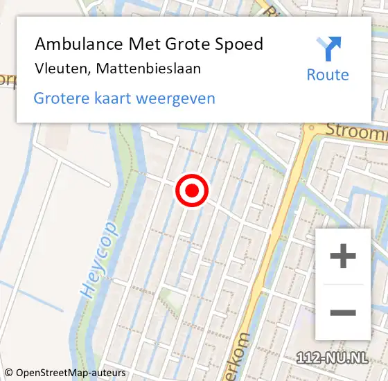 Locatie op kaart van de 112 melding: Ambulance Met Grote Spoed Naar Vleuten, Mattenbieslaan op 22 september 2017 01:12