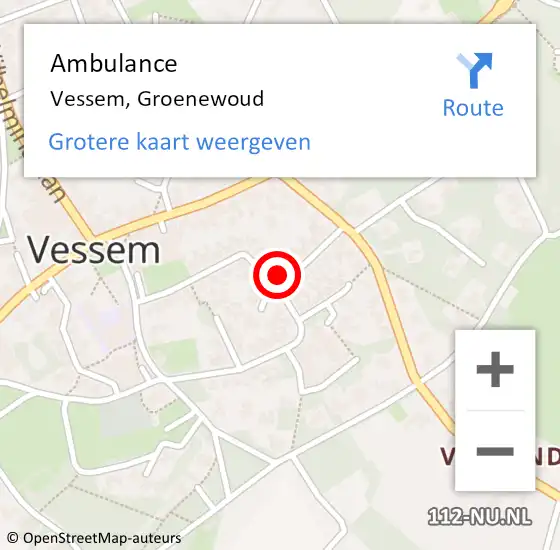 Locatie op kaart van de 112 melding: Ambulance Vessem, Groenewoud op 22 september 2017 02:40