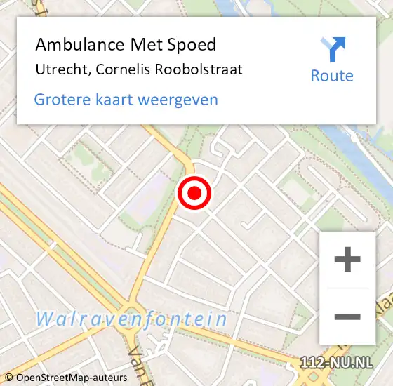 Locatie op kaart van de 112 melding: Ambulance Met Spoed Naar Utrecht, Cornelis Roobolstraat op 22 september 2017 09:51