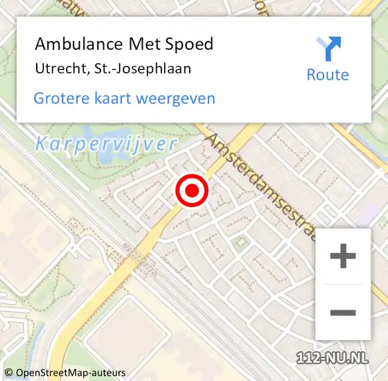 Locatie op kaart van de 112 melding: Ambulance Met Spoed Naar Utrecht, St.-Josephlaan op 23 september 2017 19:28