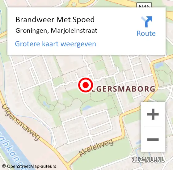 Locatie op kaart van de 112 melding: Brandweer Met Spoed Naar Groningen, Marjoleinstraat op 23 september 2017 23:19