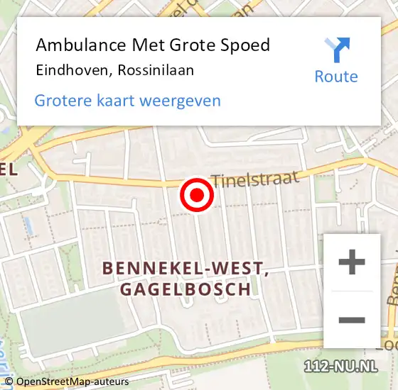 Locatie op kaart van de 112 melding: Ambulance Met Grote Spoed Naar Eindhoven, Rossinilaan op 23 september 2017 23:30