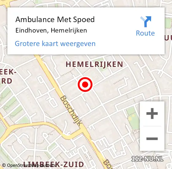Locatie op kaart van de 112 melding: Ambulance Met Spoed Naar Eindhoven, Hemelrijken op 24 september 2017 00:49